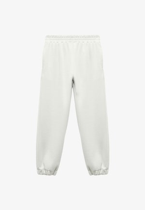 Lys grå træningsbukser med elastisk talje, sidelommer og tapered manchetter. Fremstillet af blød, struktureret stof for komfort.