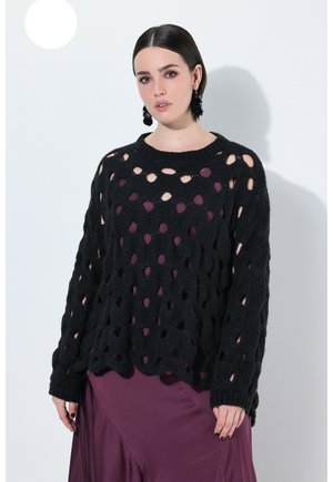 LOCH RUNDHALS LANGARM - Strickpullover - black