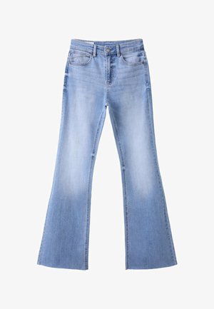 Stradivarius, D74 BELL BOTTOM STRETCH SLIT JEANS 04804586 - Bootcut jeans - destroyed denim