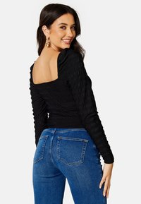 Bubbleroom STRUCTURE LONG SLEEVE TOP - Maglietta a manica lunga - black