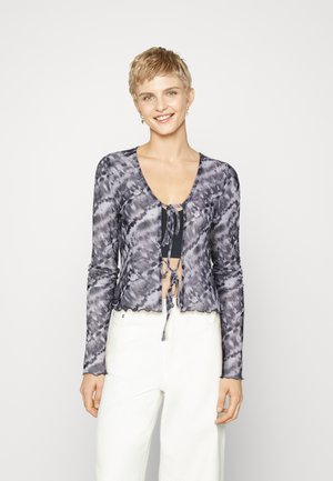 Pieces PCKAIA TIE - Μπλούζα - bright white/black magnet