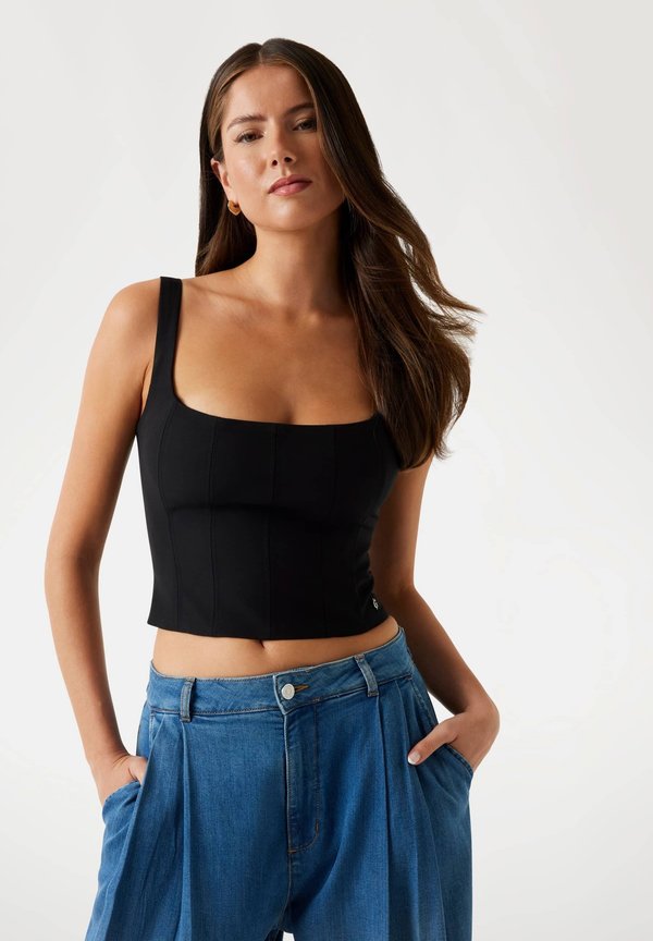 TAILLIERTES TANK - Bluse - schwarz