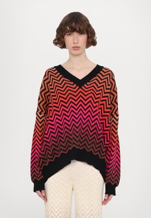 V NECK - Jumper - dark red