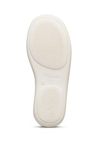 Suola di scarpa in gomma, prevalentemente bianca, con superficie testurizzata e motivi circolari. Marchio "naturino" e taglia "24" stampati in rilievo.