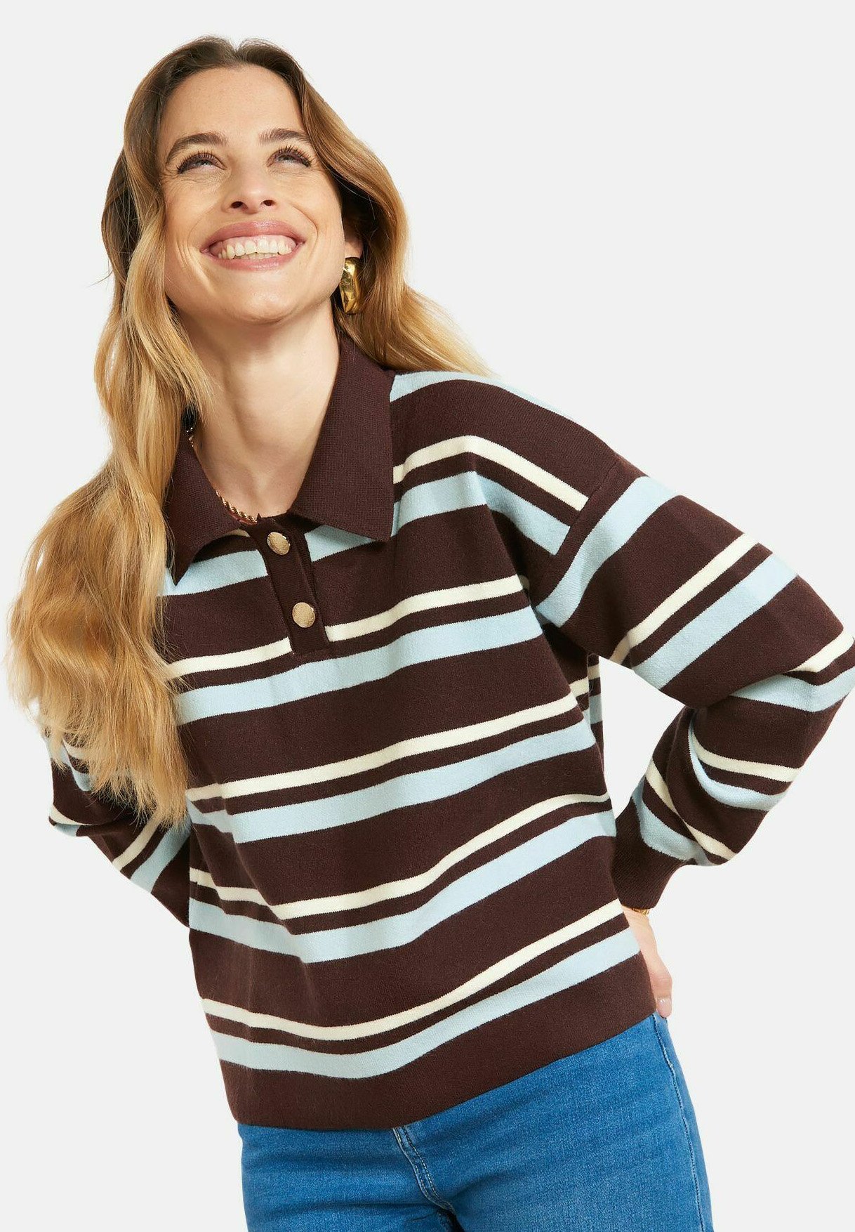 LolaLiza STRIPED - Polo shirt - brown dark chocolate/brown