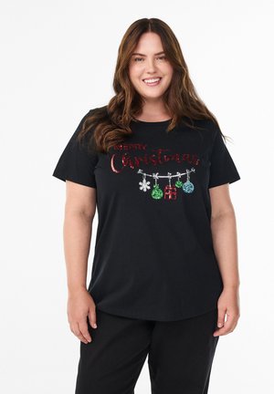 WEIHNACHTS  - Printtipaita - black w merry