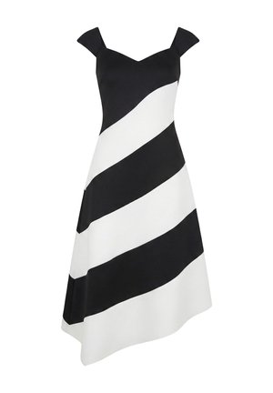 Goddiva, STRIPED CONTRAST ASYMMETRIC MIDI DRESS - Vestito casual - blackcream