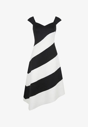 Goddiva, STRIPED CONTRAST ASYMMETRIC MIDI DRESS - Vestito casual - blackcream