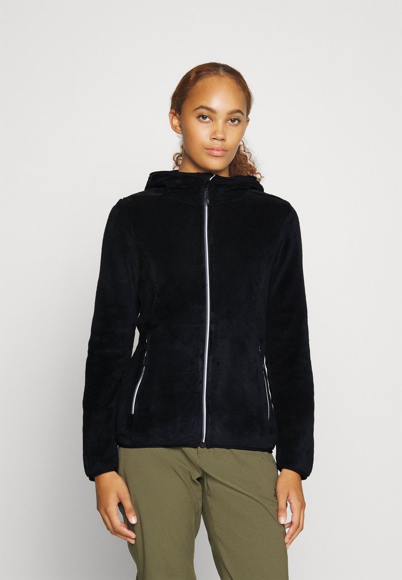CMP WOMAN JACKET FIX HOOD Fleece jacket nero graffite/black
