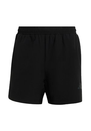 Sorte atletikshorts med elastisk taljebånd, lavet af let materiale, med et diskret logodetalje på siden.