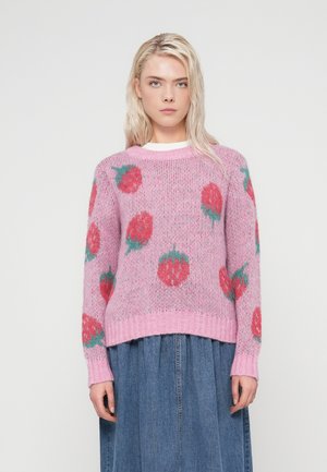 ONLEVA O NECK - Jersey de punto - wild orchid/red/green