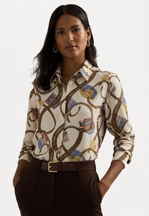 Lauren Ralph Lauren CLASSIC FIT BELTING PRINT CREPE SHIRT - Camicia - cream multi
