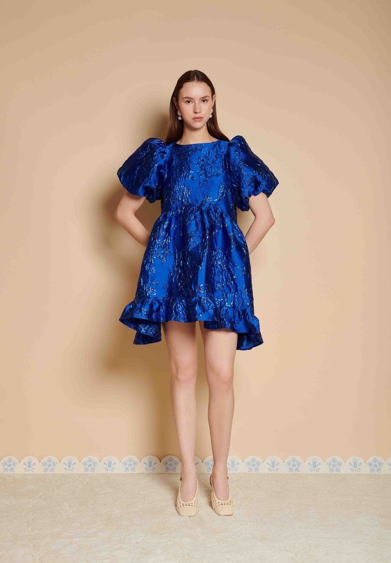 sister party blue dress SHEIN Young Girl Casual Elegant Stand Collar Sleeveless Waist A-Line Dress, Suitable For Birthday Party Dress, Young Girl Dress, Sister Outfit