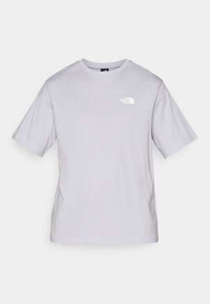 Helles graues T-Shirt mit kurzen Ärmeln aus weichem Stoff, mit rundem Ausschnitt und kleinem weißen Logo auf der Brust.