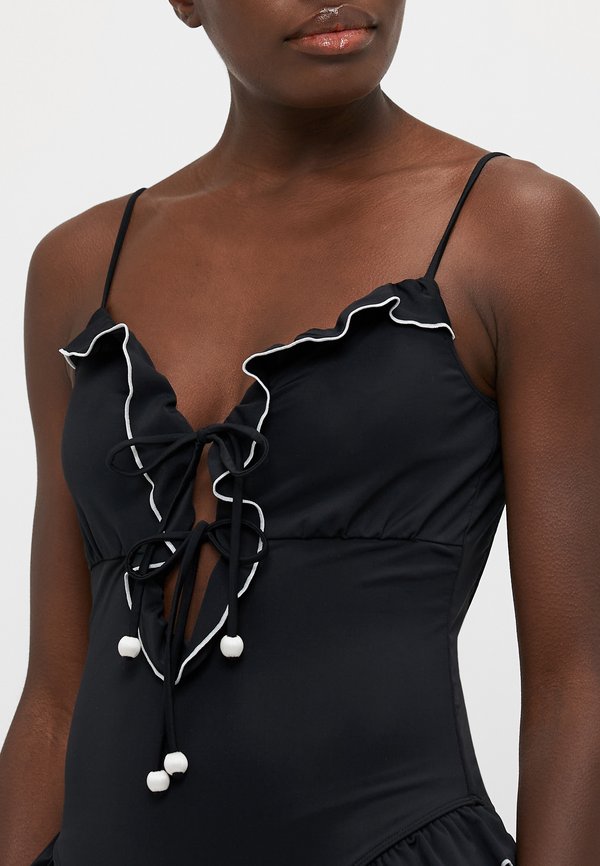 CAMILLE RUFFLE PURL TIE FRONT ONE PIECE - Swimsuit2