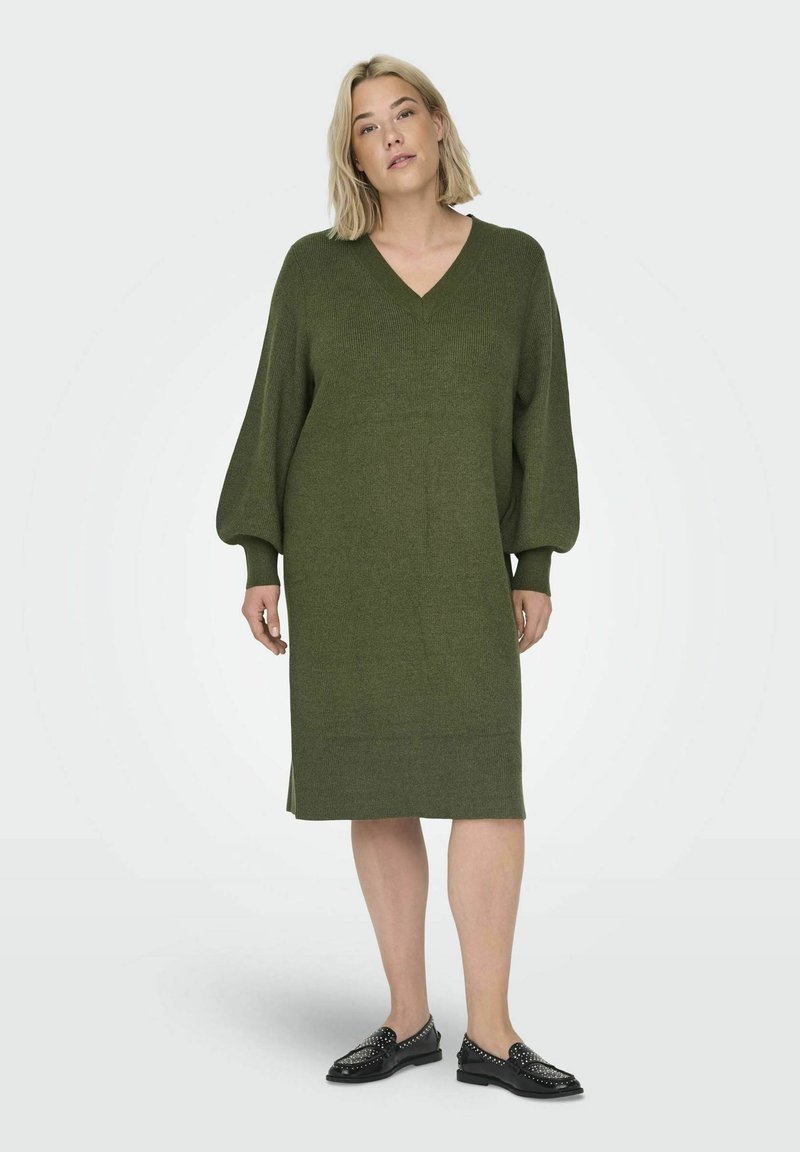 ONLY Carmakoma CARKATIA LS V-NECK NOOS - Sarafanas - khaki