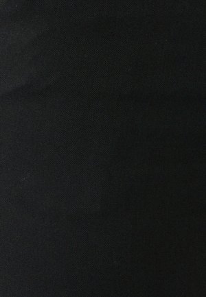 Black fabric with a smooth texture and slight sheen; features a dense weave and uniform color, characteristic of durable materials.