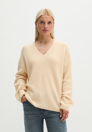 Marc O'Polo, PULLOVERS, LSL, V-NECK, HEAVY  KNIT - Pullover - smokey sands