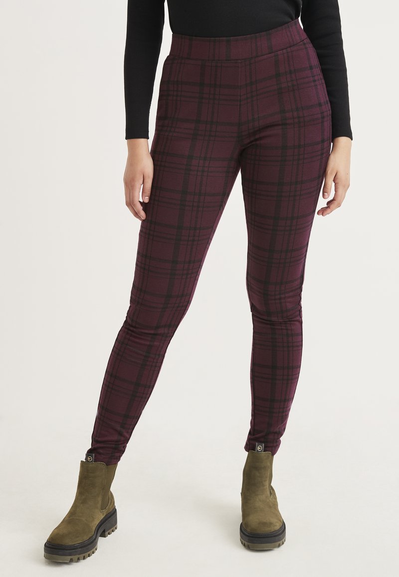 Cellbes of Sweden CHECKED JACQUARD PATTERNED Leggings plum black