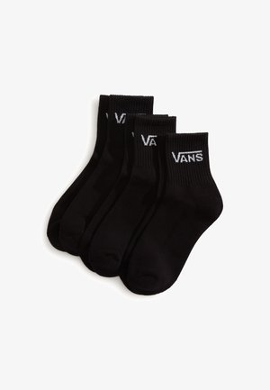 Černé kotníkové ponožky v balení po čtyřech, vyrobené z hladké bavlněné směsi, s vroubkovaným lemem a bílým logem "VANS" po straně.