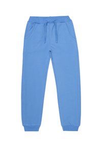 Hellblaue Jogginghose aus weichem Stoff, mit einem elastischen Bund mit Kordelzug, Seitentaschen und schmal zulaufenden Bündchen.