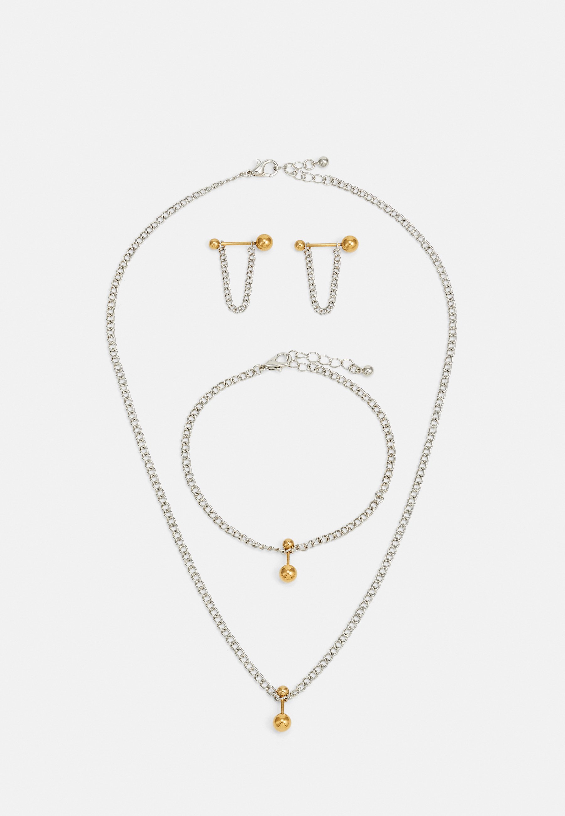 Jack & Jones JACHEKTOR MIX JEWELRY UNISEX SET - Collana - silver-coloured/argentato