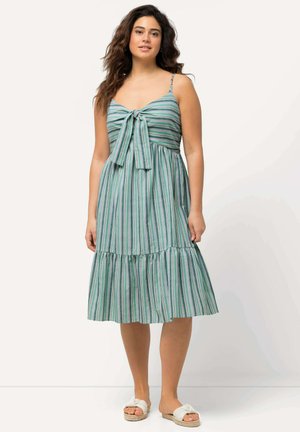 STRIPED SPAGHETTI STRAP MIDI  - Jurk - turquoise green