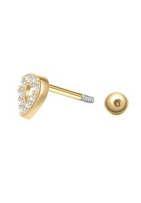 Zelta auskari ar sirds formas dizainu, rotāti ar maziem caurspīdīgiem rhinestones, ar pavedienu stienīti un apaļu aizmuguri.