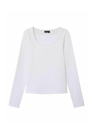 MIT U-AUSSCHNITT - Top s dlouhým rukávem - bright white