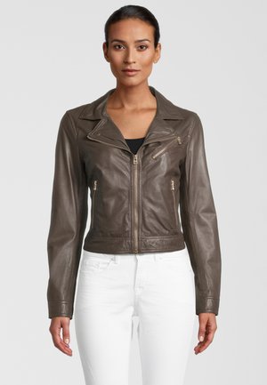 MEGAN - Leather jacket - taupe