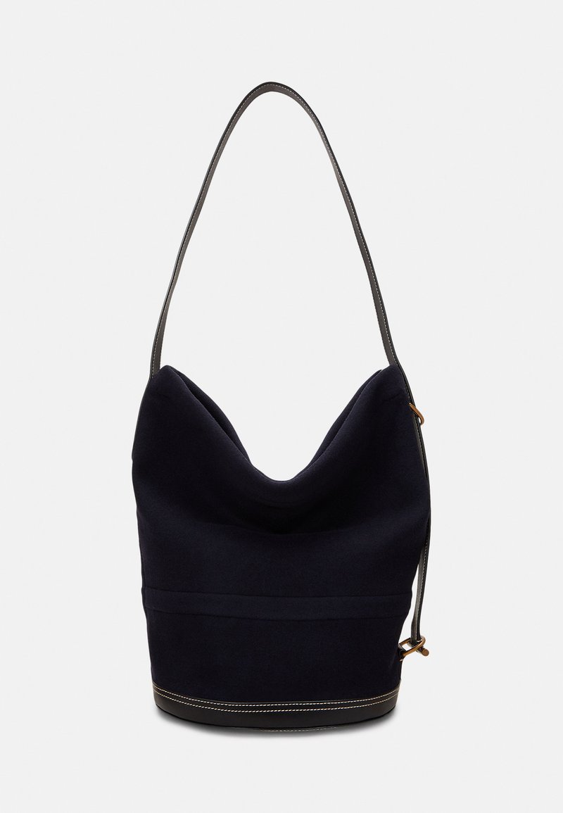 Polo Ralph Lauren Leather Trim Flannel Sling Bucket Bag - Rokassoma - navy