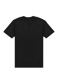 Sort bomulds T-shirt med korte ærmer, rund halsudskæring og en glat tekstur. Ingen mønstre eller grafik synlige på bagsiden.