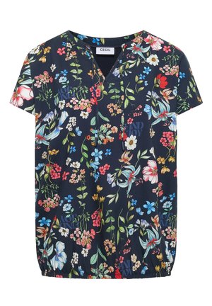 Cecil, KURZARM BLUSE MIT STRUKTURMIX UND PRINT - Blouse - universal blue