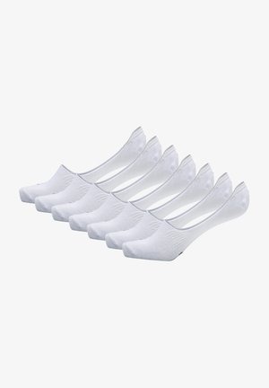 Białe skarpetki do kostek, mieszanka bawełny, gładka tekstura, niski krój z prążkowanymi detalami na pięcie, dostępne w zestawie sześciu par.