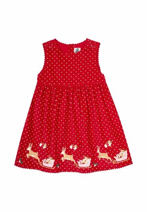 JoJo Maman Bébé REINDEER AND ROBIN APPLIQUÉ CO-ORD - REGULAR FIT - Freizeitkleid - red