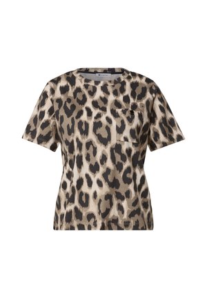 Street One, T-SHIRT WITH ROUND NECK AND CHESTPOCKET IN A LEO-LOOK - T-Shirt print - timeless beige