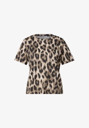 Street One, T-SHIRT WITH ROUND NECK AND CHESTPOCKET IN A LEO-LOOK - Print T-shirt - timeless beige