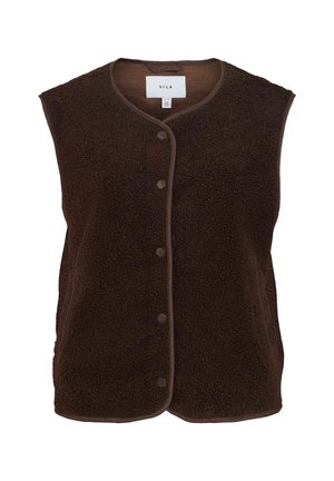 VILA, VIMARLON TEDDY O-NECK WAISTCOAT - NOOS - Veste sans manches - coffee bean