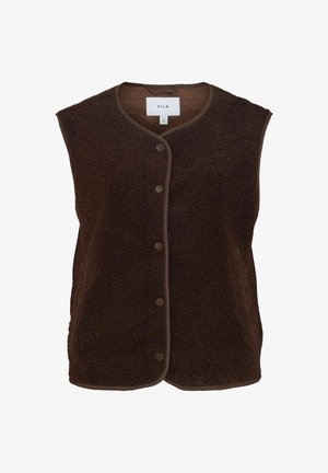 VILA, VIMARLON TEDDY O-NECK WAISTCOAT - NOOS - Veste sans manches - coffee bean