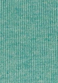 Texturovaná tkanina v barvě modrozelené, s vertikálním žebrováním. Materiál se zdá být měkký a tkaný, s jemnými variacemi v odstínu.