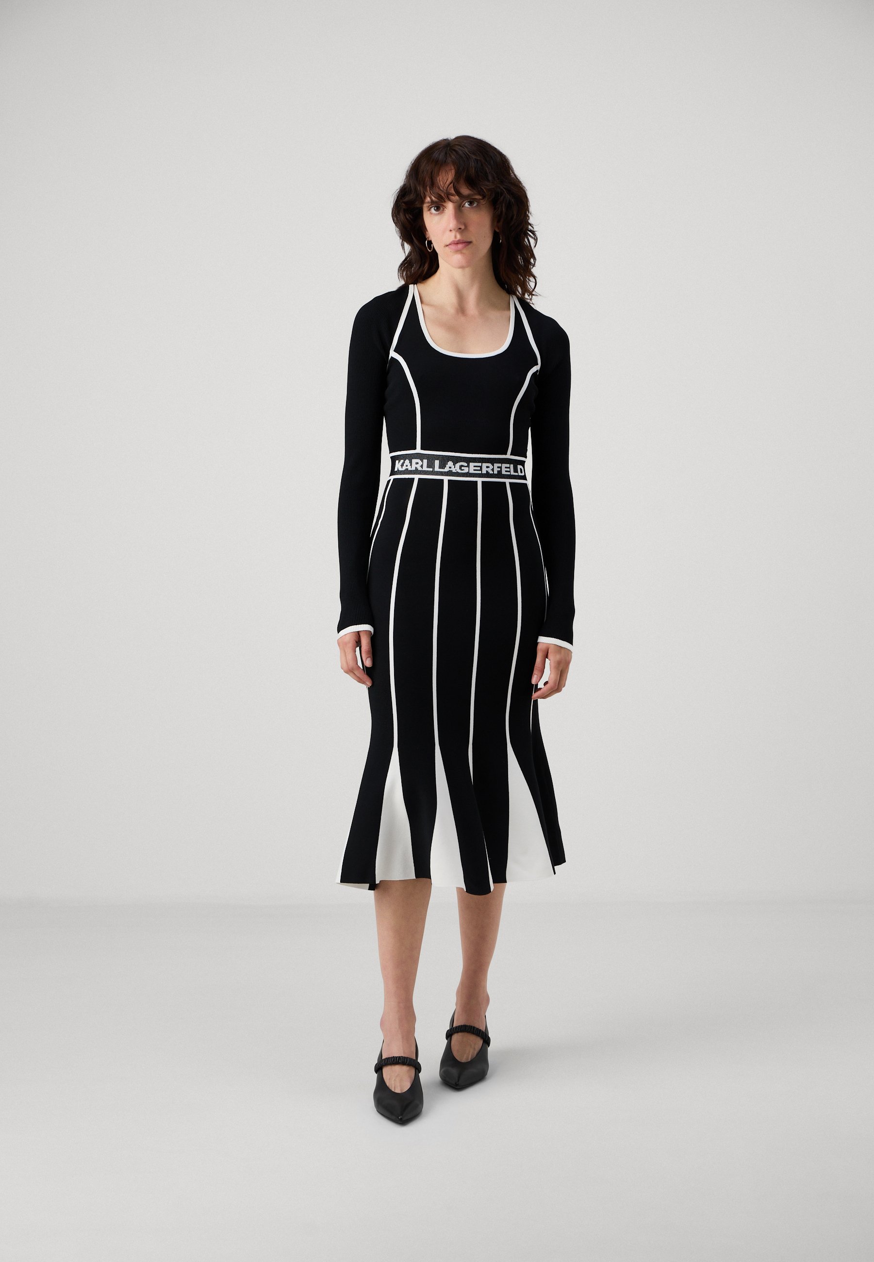 karl lagerfeld dress black and white Karl DNA knit dress | Black/White | Women | KARL LAGERFELD main image 1
