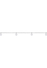 Bracciale in argento a catena con piccoli dischi rotondi distanziati uniformemente lungo la catena. Superficie liscia con finitura riflettente.