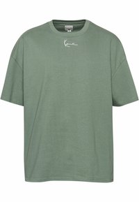 SMALL SIGNATURE HEAVY  BOXY - T-shirts med print - dusty green