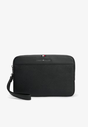 Tommy Hilfiger, METAL LOGO TEXTURED POUCH - несесер за тоалетни принадлежности - black