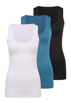 LASCANA 3 PACK - Undershirt - petrol schwarz weiß