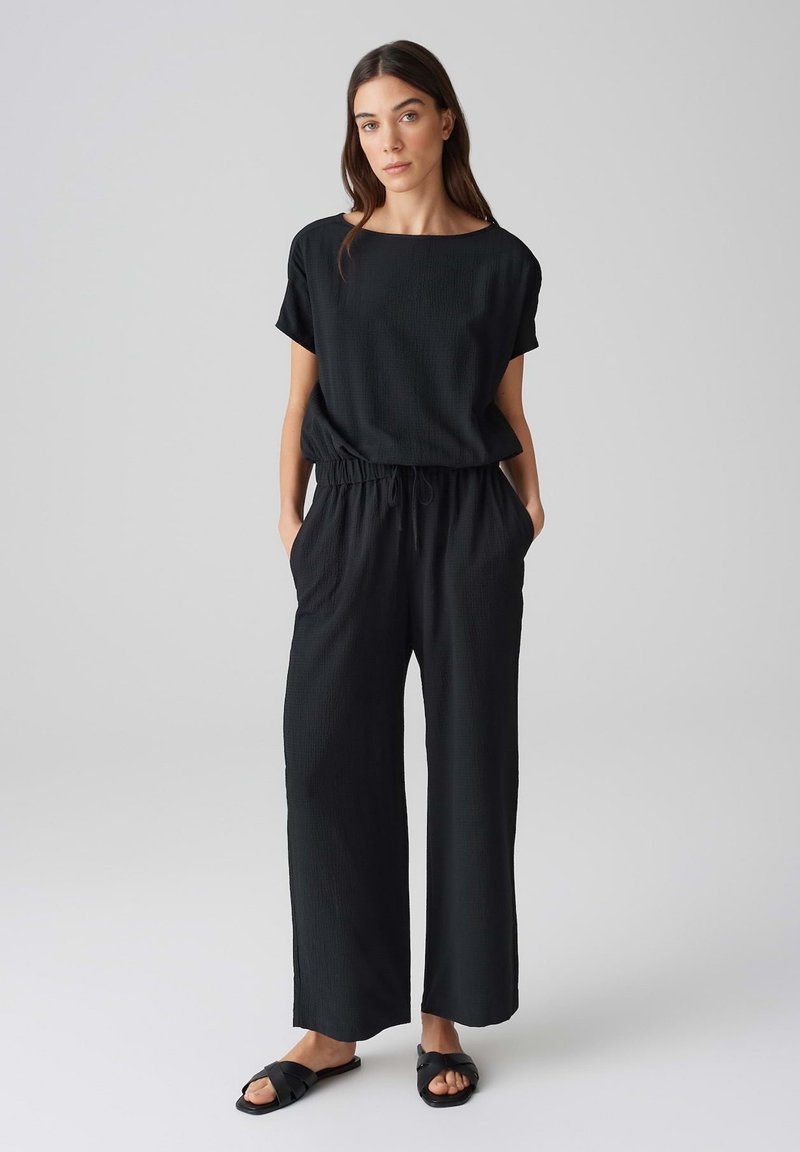 OPUS - MID RISE CROPPED WIDE FIT - Jumpsuit - black, Enlarge