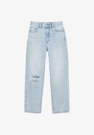 PULL&BEAR, RIPPED - Jeans mom fit - light blue