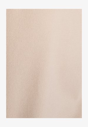 Beige ribstof met een zachte textuur en een fijne, gelijkmatige weefsel. Geen zichtbare patronen of accenten. Biedt een gladde, uniforme uitstraling.