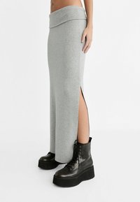 Stradivarius FOLD OVER WAIST - Maxirock - grey