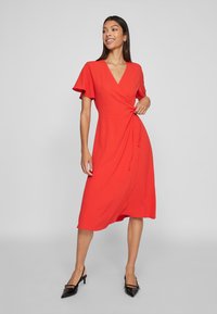 VILA VILOVIE WRAP DRESS - Day dress - poppy red